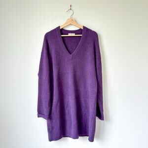 Balenciaga Wool Blend Knit Long Sleeve Sweater Dress Purple 38